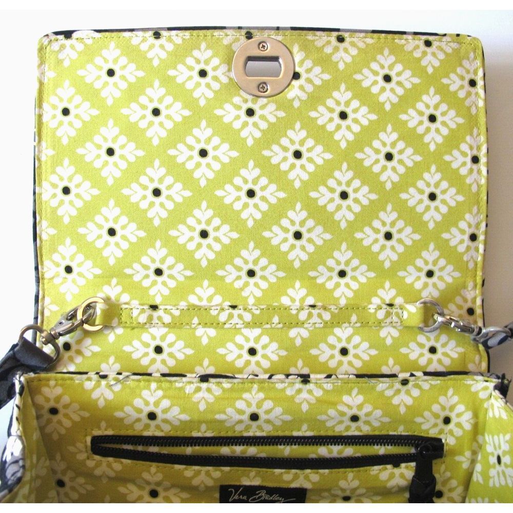 Vera Bradley Quilted Handbag Purse Black Yellow‎ Medium Size - Picture 6 of 13